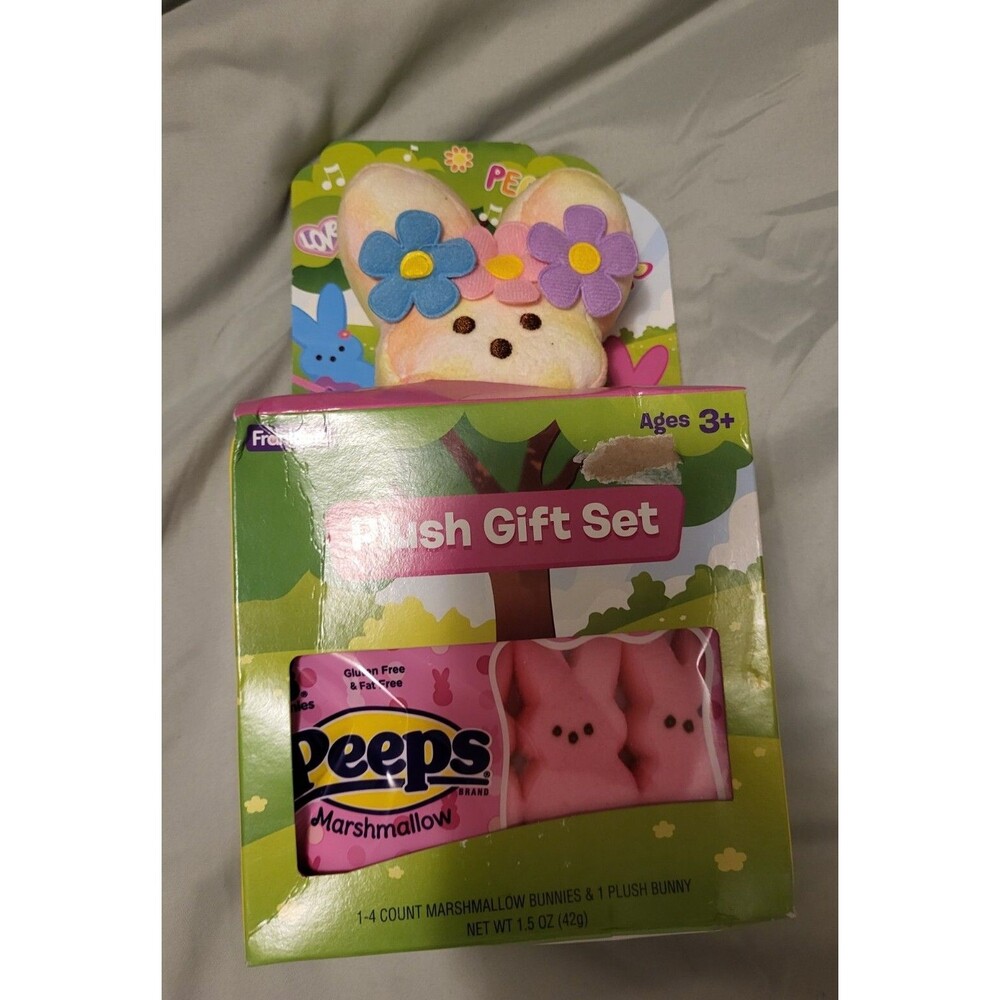 PEEPS Easter Bunny FLOWER POWER Tie Dye Plush Gift Set With 4ct Marshmallow 2023